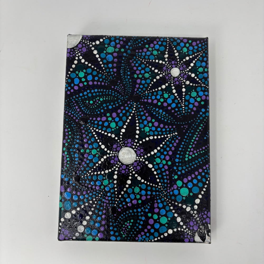Mandala Dot Art Original Acrylic Canvas Painting Star Floral Geometric 5x7